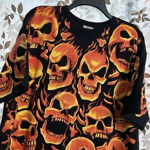 Rare Vtg 2006 Liquid Red-Skull Pile Flames -T-Shirt Excellent Sz XL